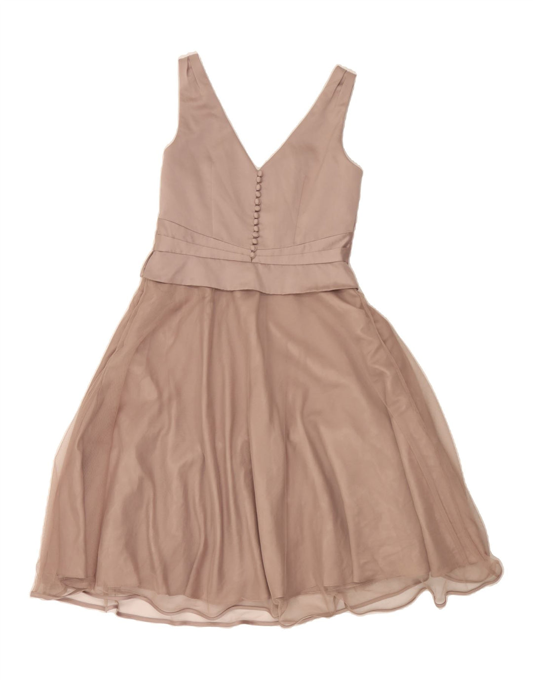 MONSOON Womens Sleeveless A-Line Dress UK 10 Small Beige Polyester Vintage Monsoon and Second-Hand Monsoon from Messina Hembry 