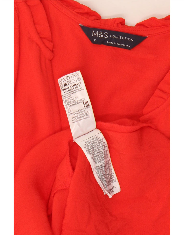 Marks & Spencer Womens Long Sleeve Oversized Shift Dress UK 16 Large Red