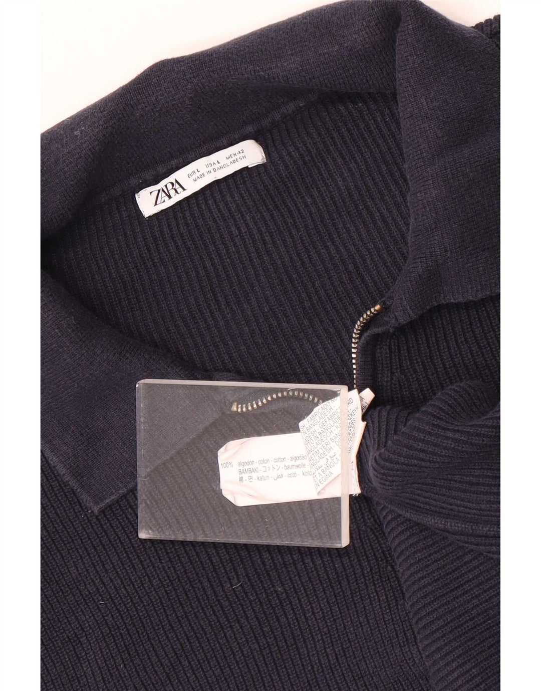 Polo da uomo Zara grande in cotone blu navy