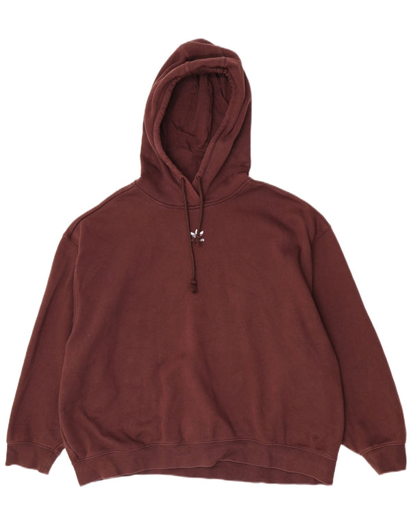 Adidas Womens Oversized Hoodie Jumper UK 20/22 XL Brown Cotton