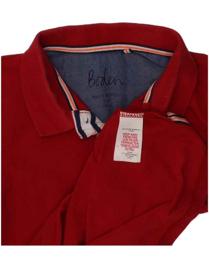 BODEN Boys Polo Shirt 5-6 Years Red Cotton
