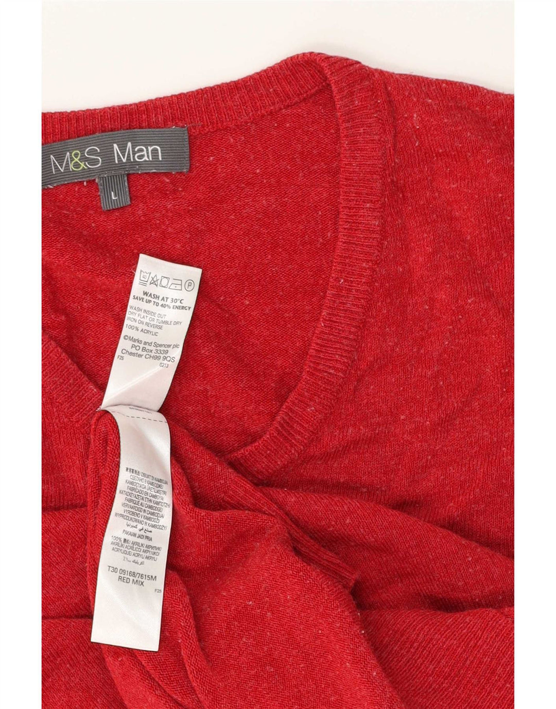 Marks & Spencer Herre V-hals sweater Stor rød akryl