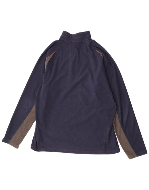 The North Face Mens Zip Neck Fleece Jumper XL Navy Blue Colourblock