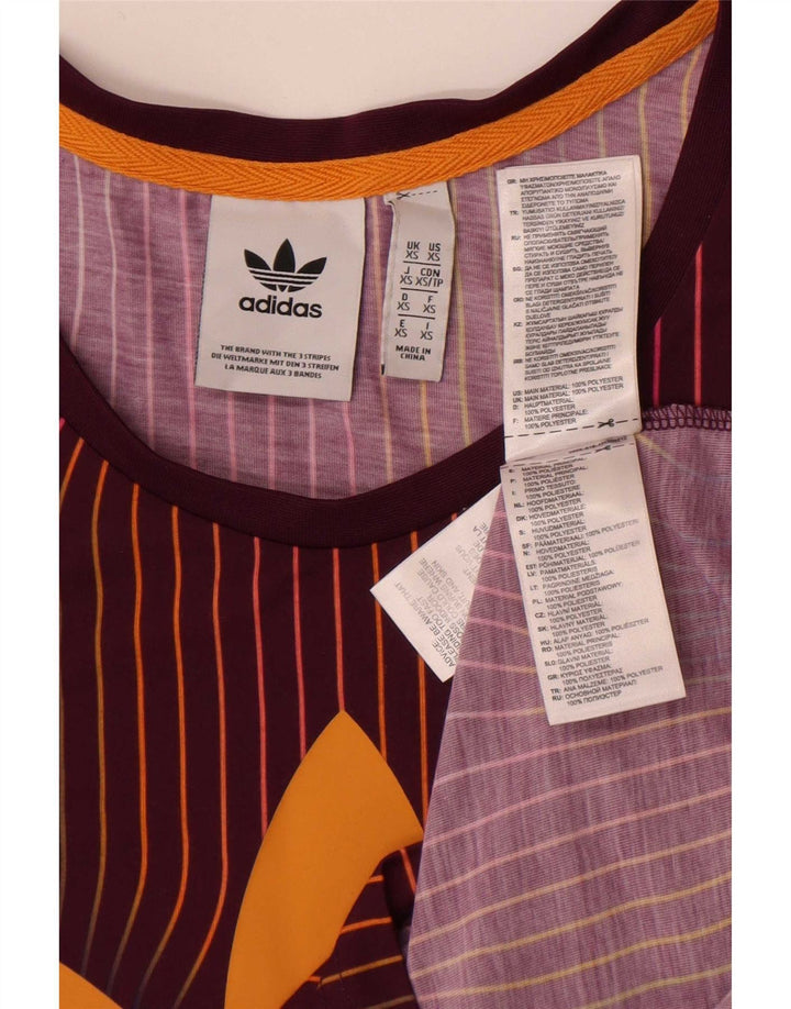 Adidas Mens Graphic Vest Top XS Burgundy Striped Polyester
