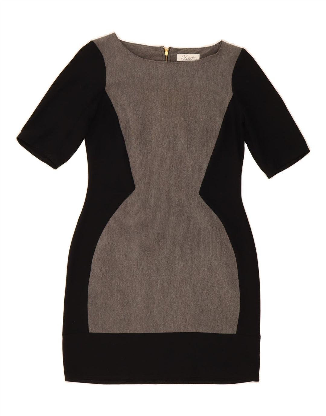 CLOSET Womens Sheath Dress UK 10 Small Grey Colourblock Polyester Vintage CLOSET and Second-Hand CLOSET from Messina Hembry 
