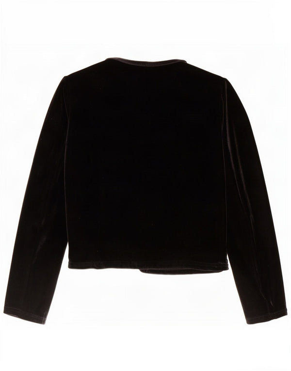Jaqueta blazer feminina vintage de veludo com zíper completo Reino Unido 10 pequena preta