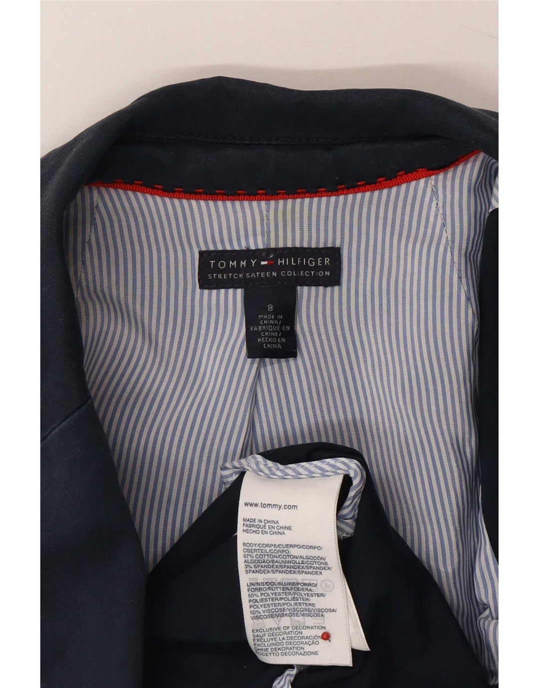 Sacou blazer pentru femei Tommy Hilfiger cu 2 nasturi US 8 Medium bleumarin bumbac
