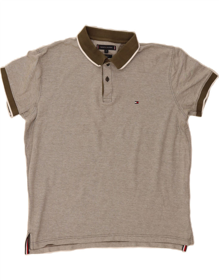 TOMMY HILFIGER Mens Regular Fit Polo Shirt Medium Grey Cotton Vintage Tommy Hilfiger and Second-Hand Tommy Hilfiger from Messina Hembry 