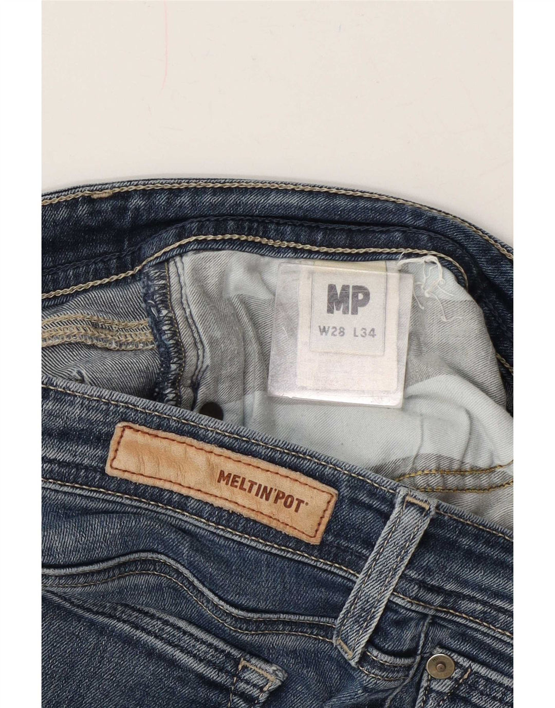 Meltin' Pot Womens Slim Jeans W28 L34 Blue Cotton
