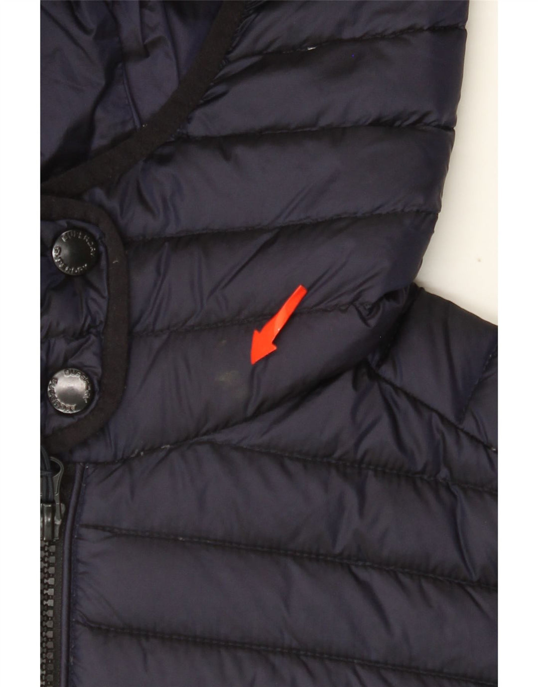 SUPERDRY Womens Hooded Padded Jacket UK 8 Small Navy Blue Nylon