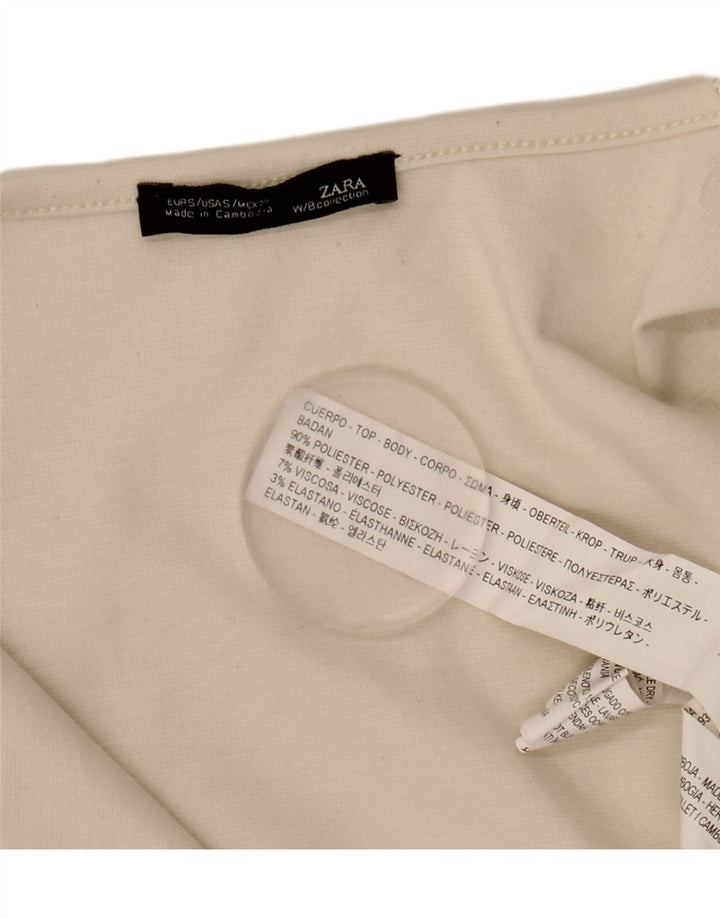 Zara Womens Asymmetric Cardigan Top UK 10 Small Off White Polyester