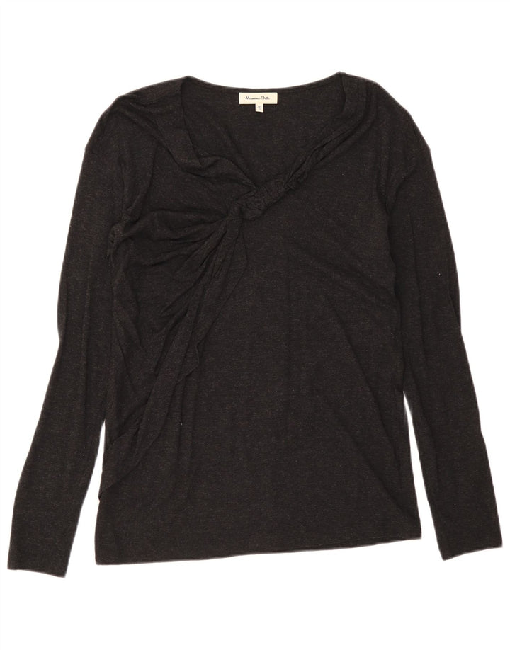 Massimo Dutti Womens Top Long Sleeve UK 12 Medium Black