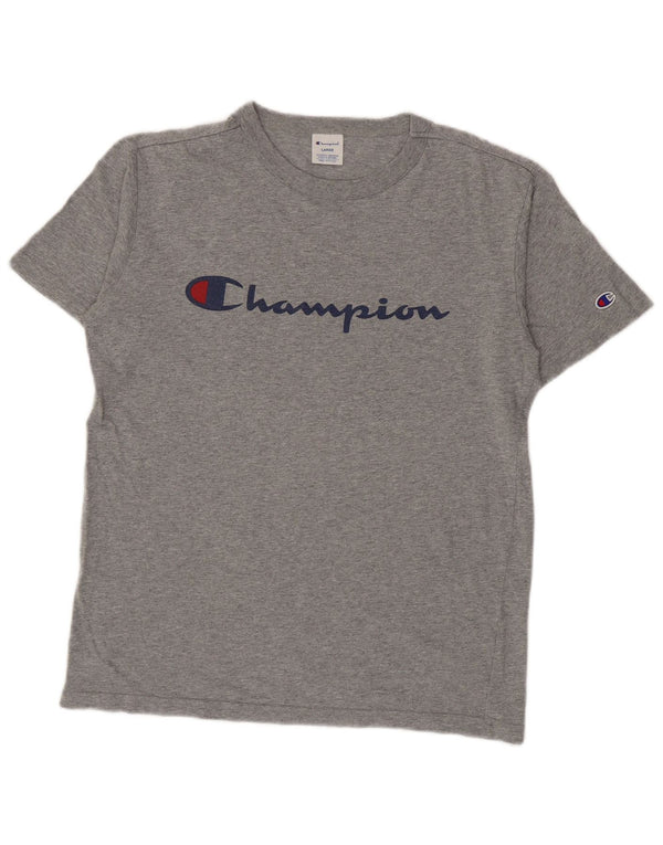 Champion Mens Graphic T-Shirt Top Large Grey Flecked