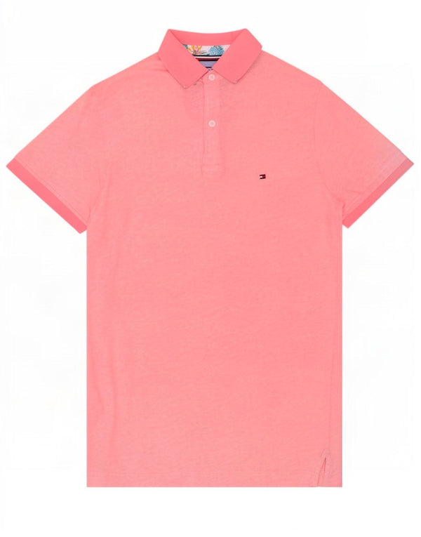 Tommy Hilfiger Mens Regular Fit Polo Shirt Medium Pink Cotton