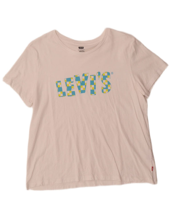 Damska koszulka z grafiką Levi's Top UK 18 XL, biała bawełna