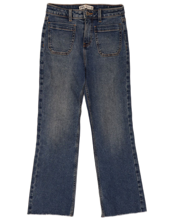 Zara Womens High Waist Bootcut Jeans EU 34 2XS W24 L26 Blue