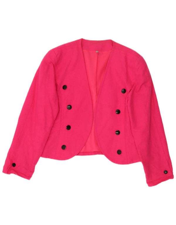 Vintage Damen offene Blazerjacke EU 44 Großes rosa Leinen