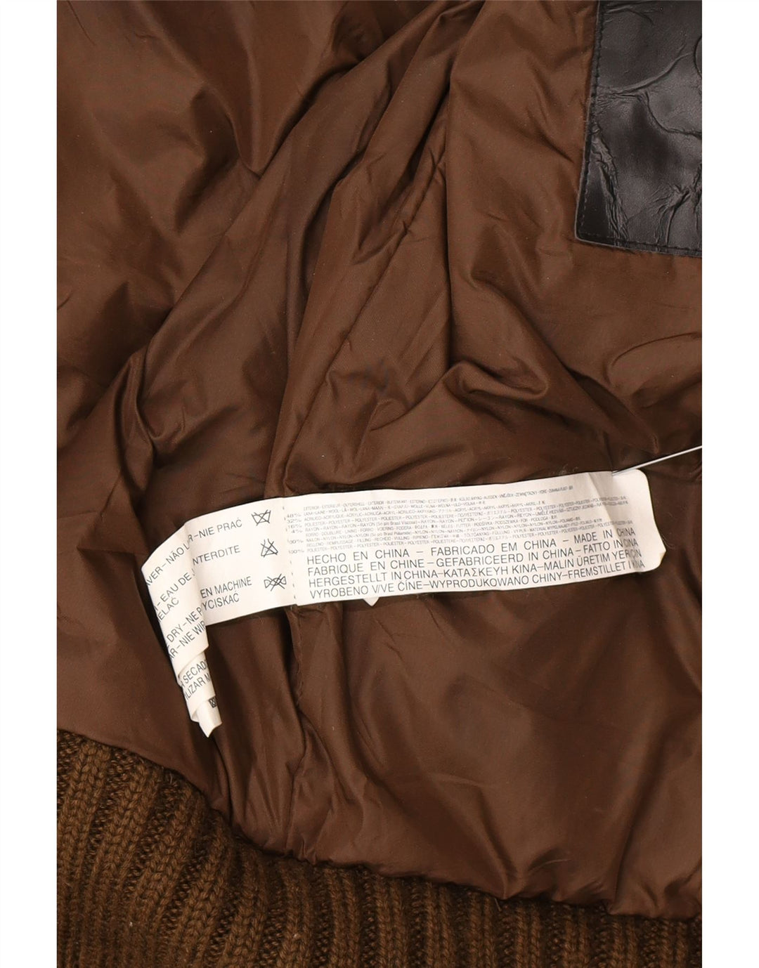 Zara Mens Knit Bomber Jacket UK 40 Large Brown Colourblock Wool