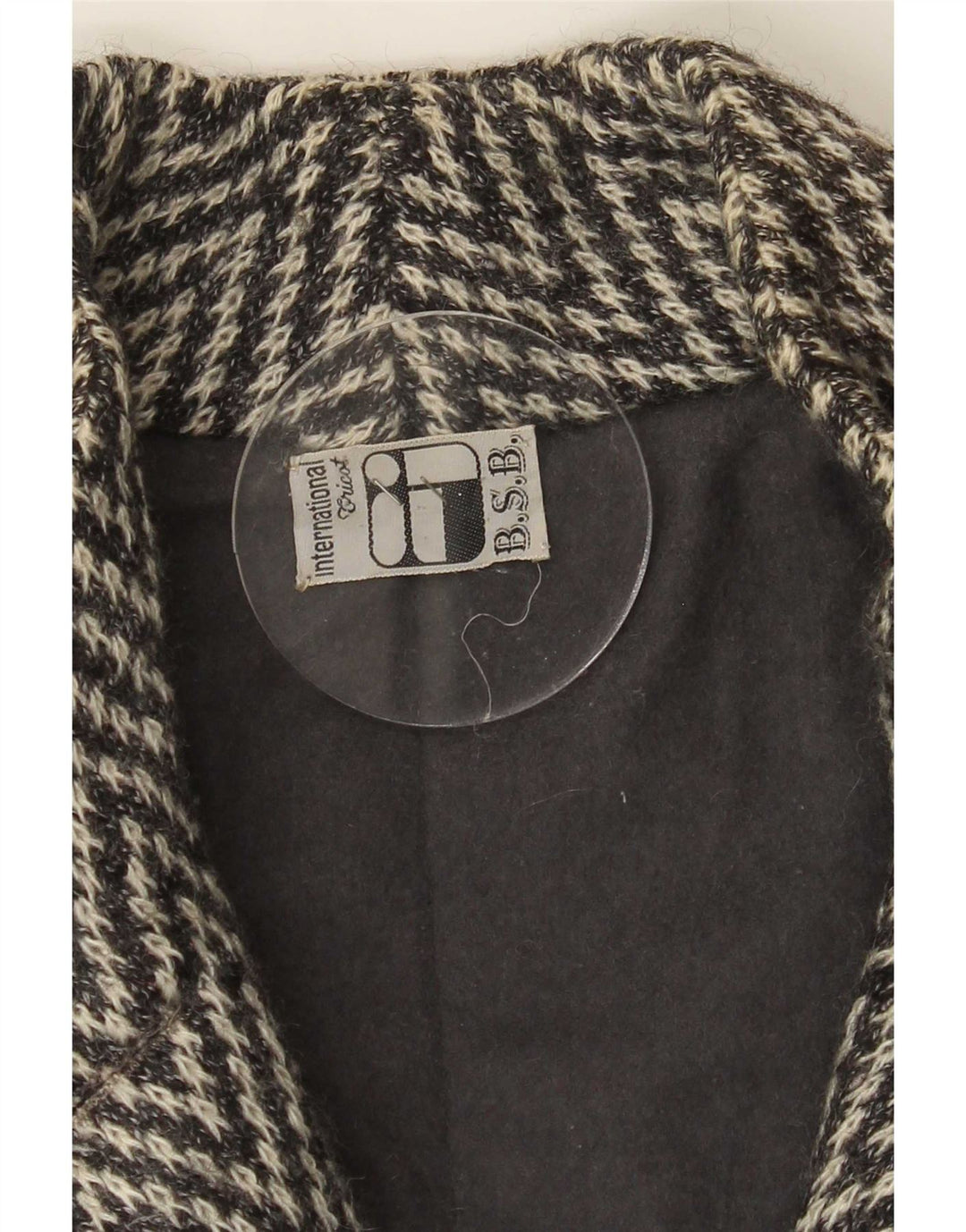 Cappotto vintage da donna UK 16 grande grigio a spina di pesce