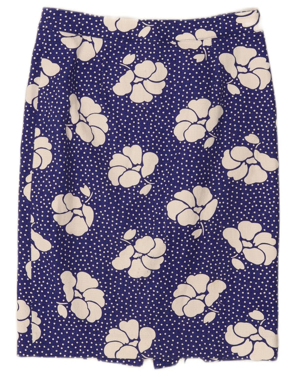 Boden Womens Straight Skirt UK 10 Small W30 Blue Floral Cotton
