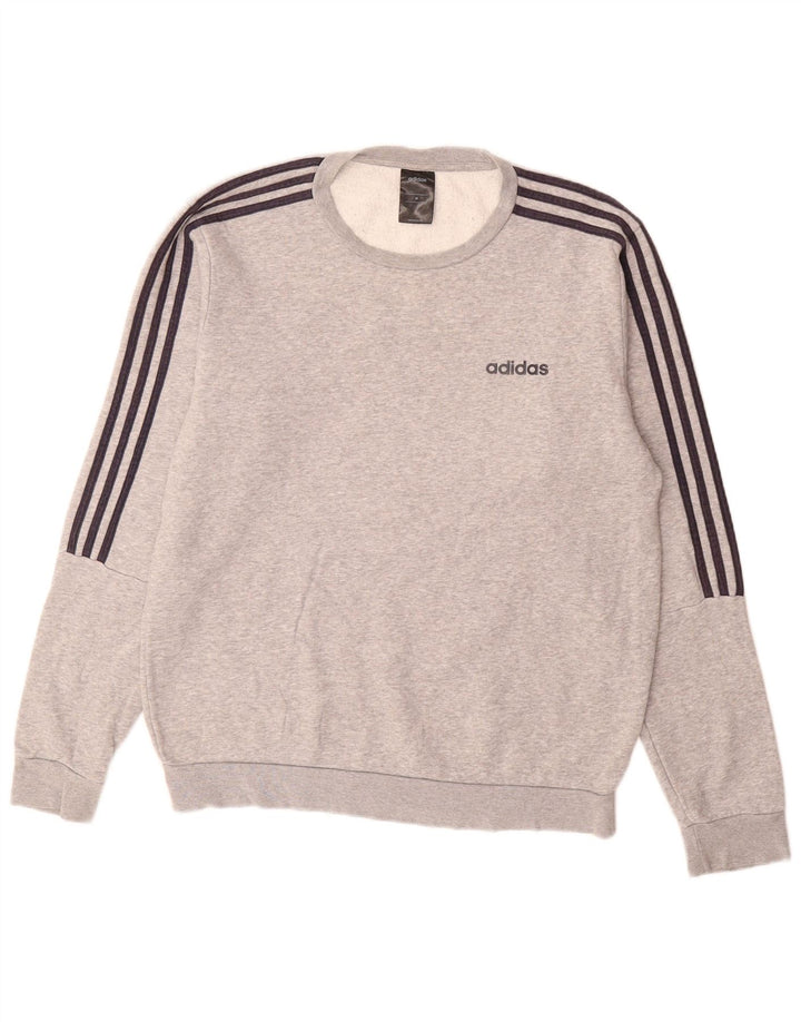 ADIDAS Mens Sweatshirt Jumper Medium Grey Flecked Cotton