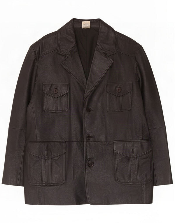 Chaqueta de cuero vintage para hombre UK 42 XL Negro