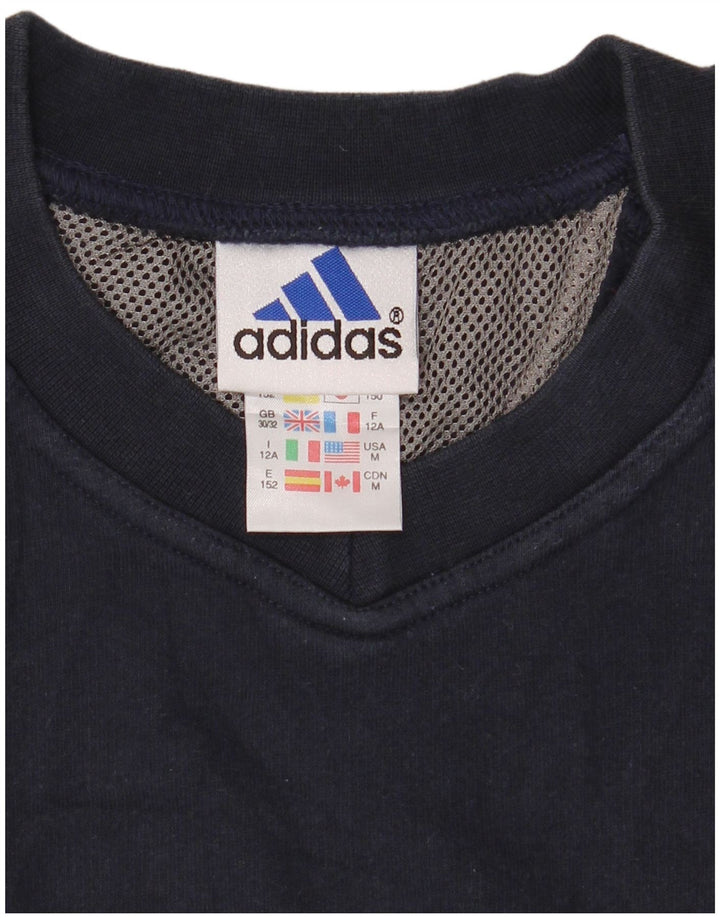 Adidas Boys Sweatshirt Jumper 11-12 Years Navy Blue Cotton