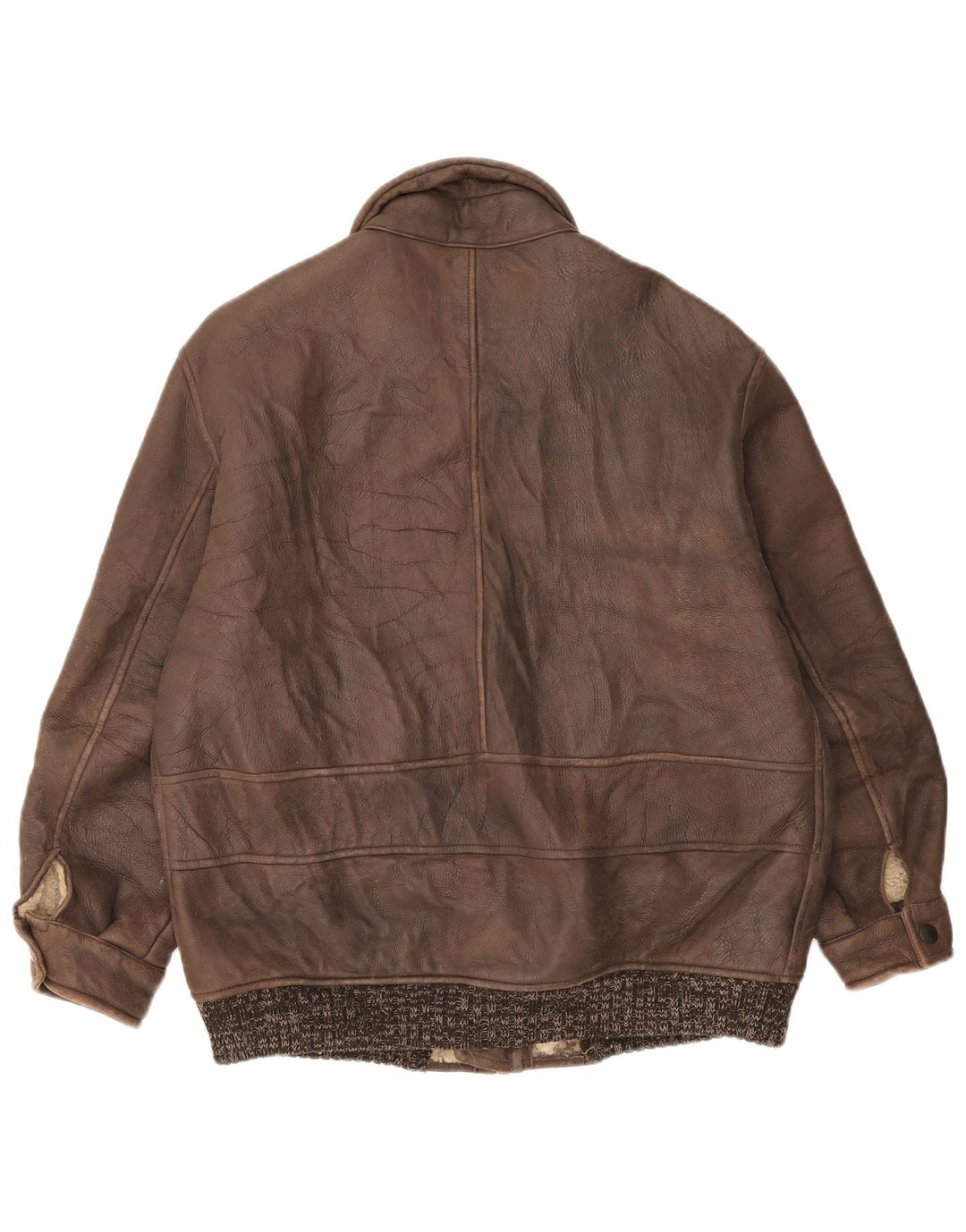 Jaqueta masculina vintage Shearling IT 52 XL marrom manchada