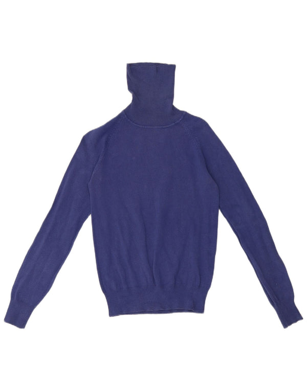 Zara Pull col roulé pour femme UK 14 Large Bleu Coton