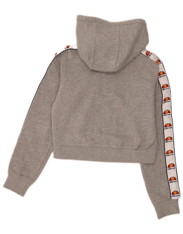 Maglione con cappuccio corto grafico da donna Ellesse UK 8 piccolo cotone grigio