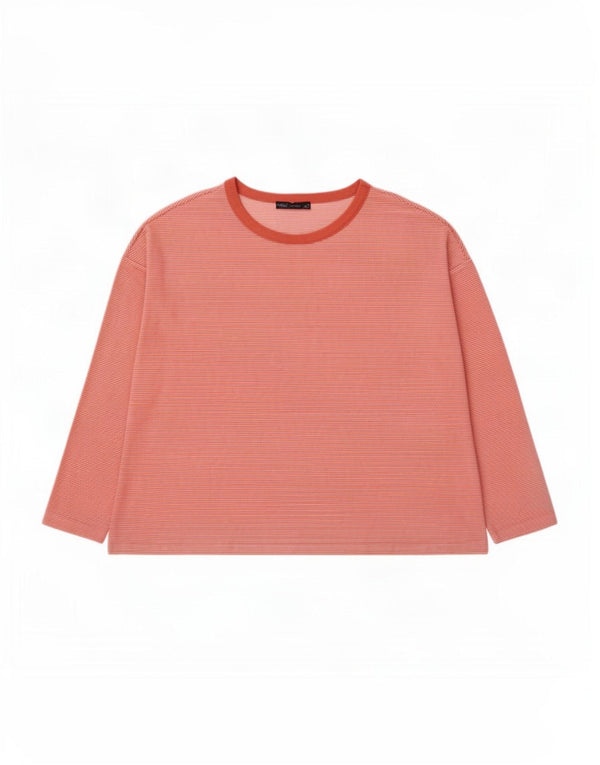 Marks & Spencer Womens Top Long Sleeve UK 20 2XL Red Pinstripe Polyester