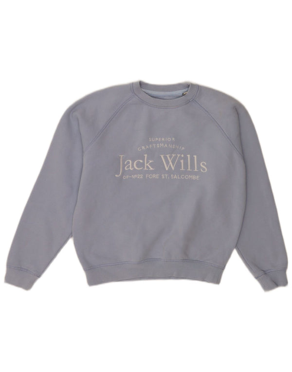 Jack Wills Damen-Sweatshirt mit Grafik, lockerer Passform, UK 6, XS, Blau, Baumwolle