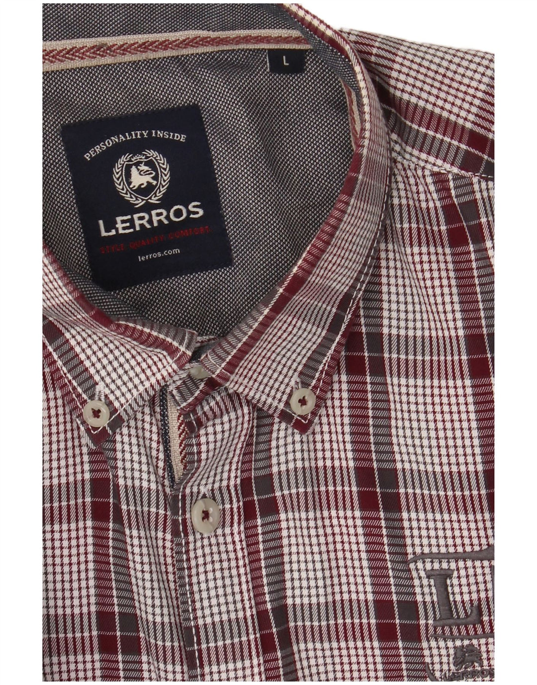 LERROS Mens Grant Fit Shirt Large Multicoloured Check Cotton