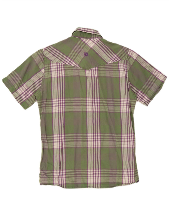 FAT FACE Mens Short Sleeve Shirt Small Green Plaid Cotton