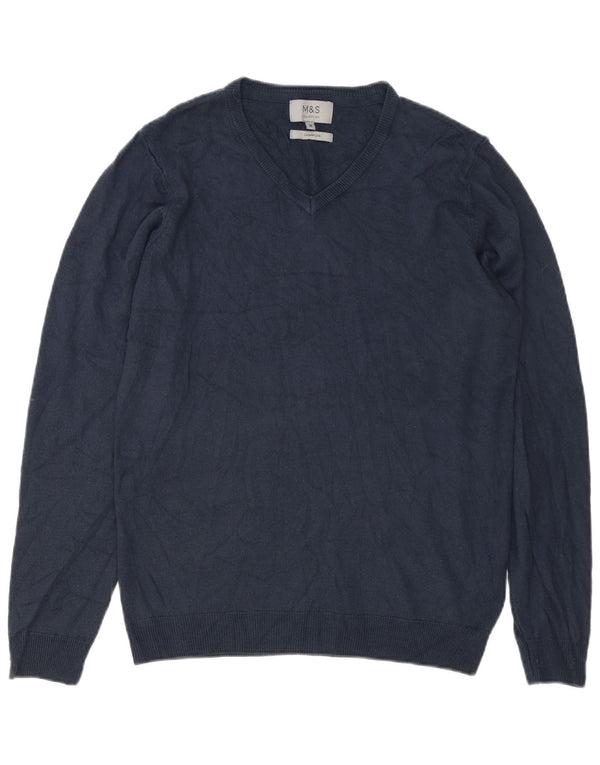 Marks & Spencer Herre V-hals sweater Medium Navy Blue Cashmere