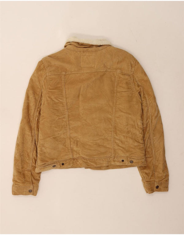 Levi's Womens Sherpa Corduroy Jacket UK 16 Large Beige Cotton