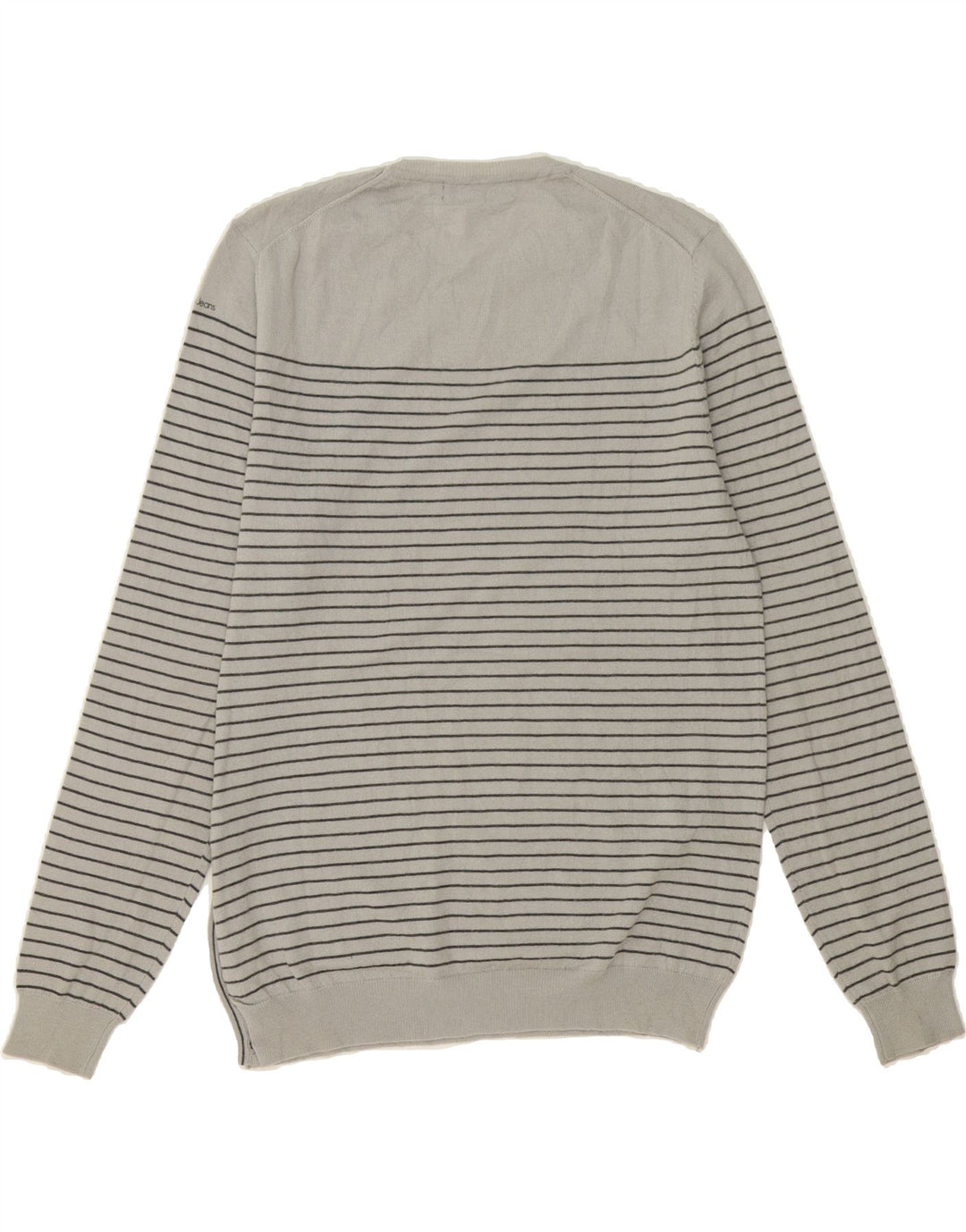 CALVIN KLEIN JEANS Womens Crew Neck Jumper Sweater UK 20 2XL Grey Striped Vintage Calvin Klein Jeans and Second-Hand Calvin Klein Jeans from Messina Hembry 