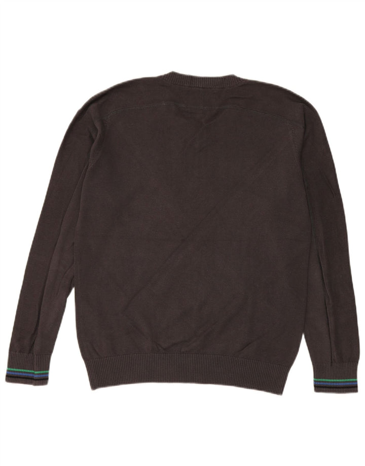 Jack & Jones Mens V-Neck Jumper Sweater Medium Grey Cotton