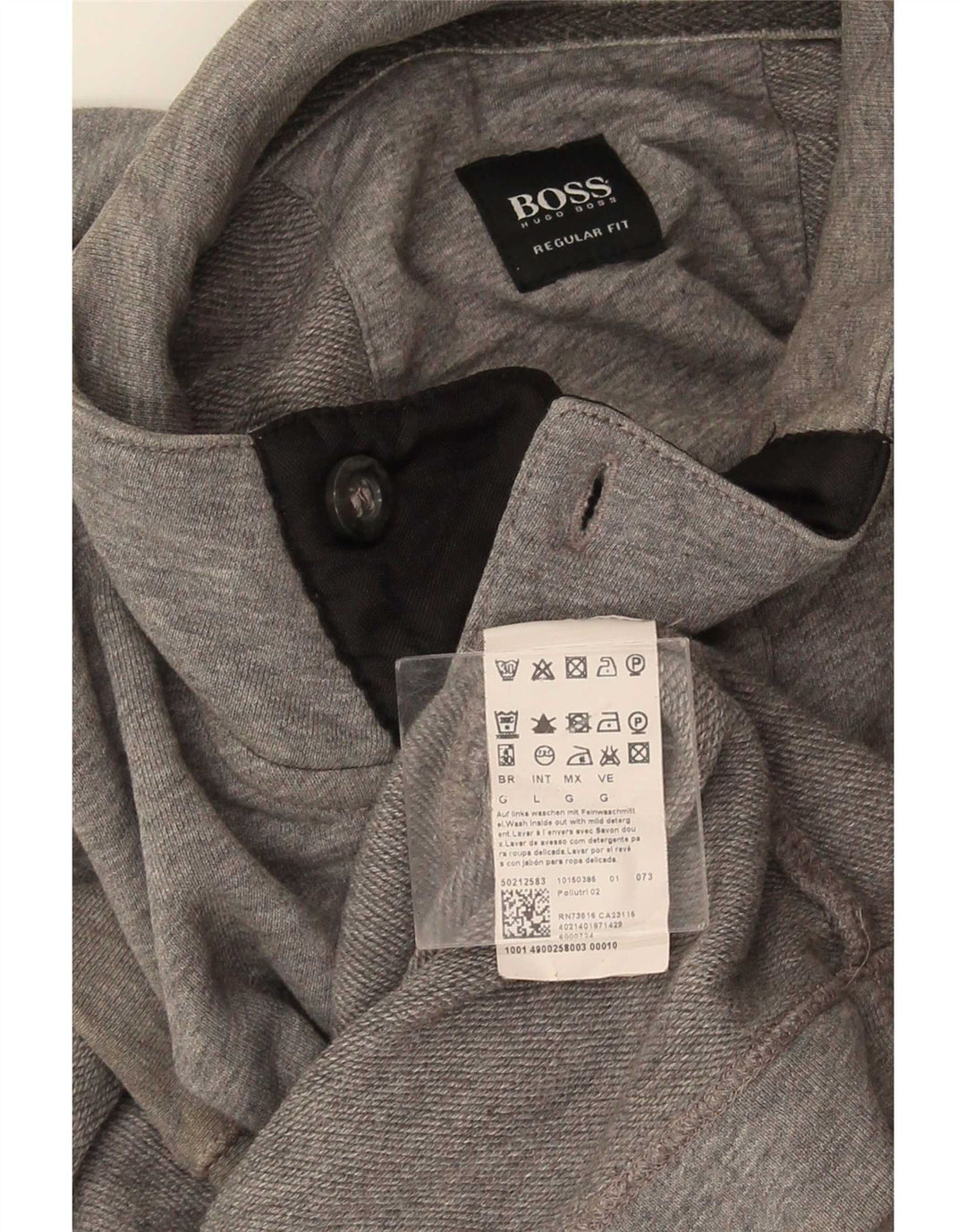 Hugo Boss Herre Button Neck Sweatshirt Jumper Stor Grå Bomuld