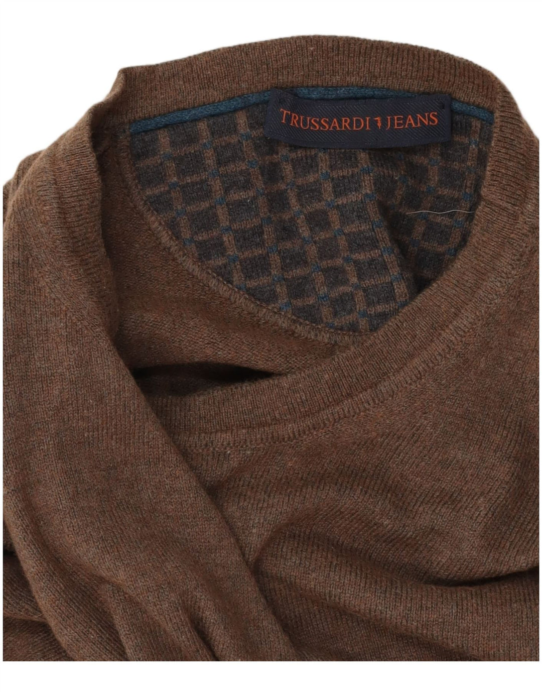 Trussardi Jeans Herre Crew Neck Jumper Sweater Medium Brown