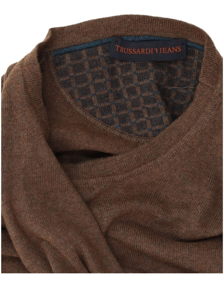 Trussardi Jeans Herre Crew Neck Jumper Sweater Medium Brown