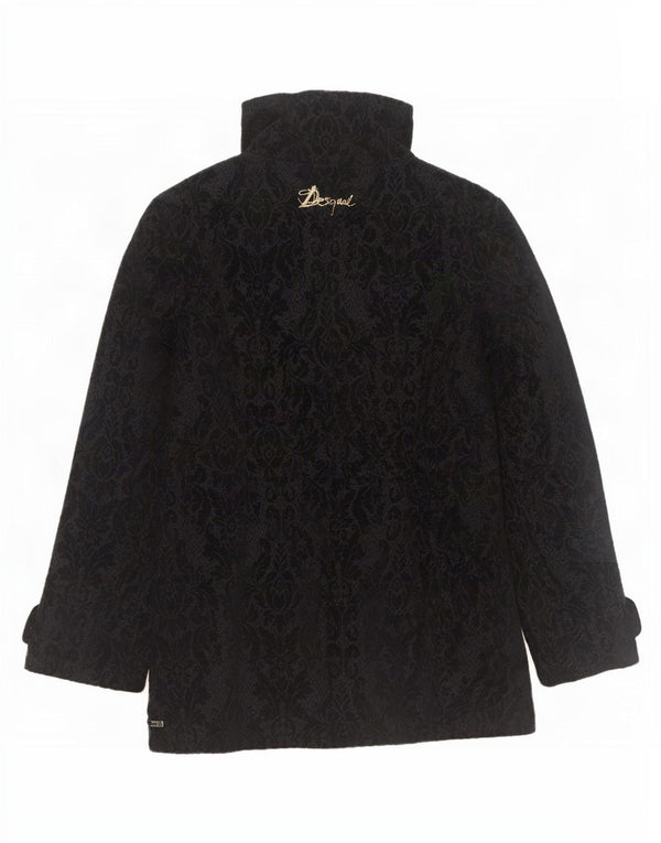 Desigual Womens Graphic Overcoat EU 44 XL Schwarz geblümt