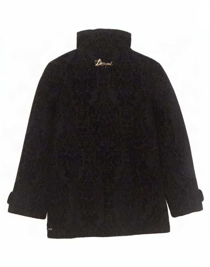 Desigual Womens Graphic Overcoat EU 44 XL Schwarz geblümt