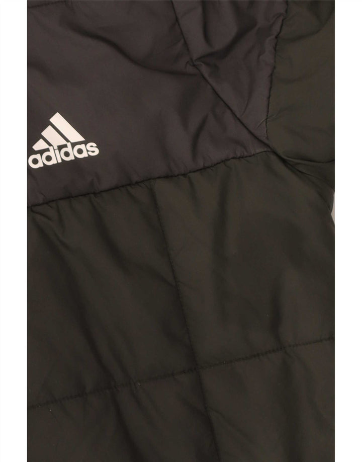 Adidas Boys Hooded Padded Jacket 13-14 Years Khaki Colourblock Polyester