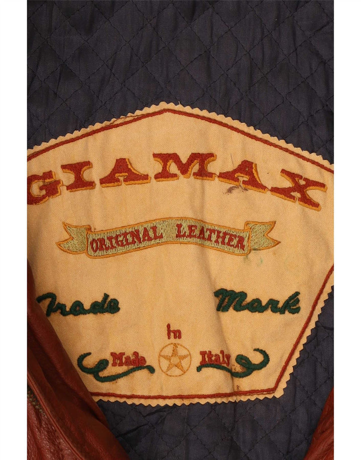 Giamax Manteau en cuir à capuche pour homme UK 40 Large Marron
