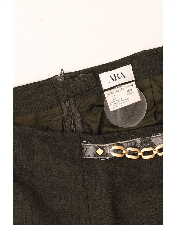 ARA Womens Straight Skirt UK 18 XL W34 Khaki Polyester