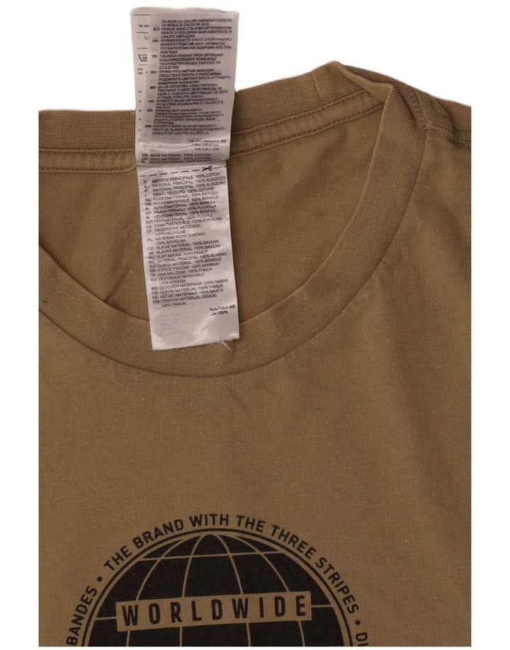 Adidas Mens Regular Graphic T-Shirt Top Small Khaki Cotton