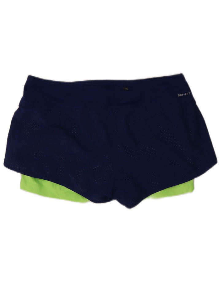 Nike Damen Dri Fit Sport Shorts UK 14 Medium Marineblau Polyester