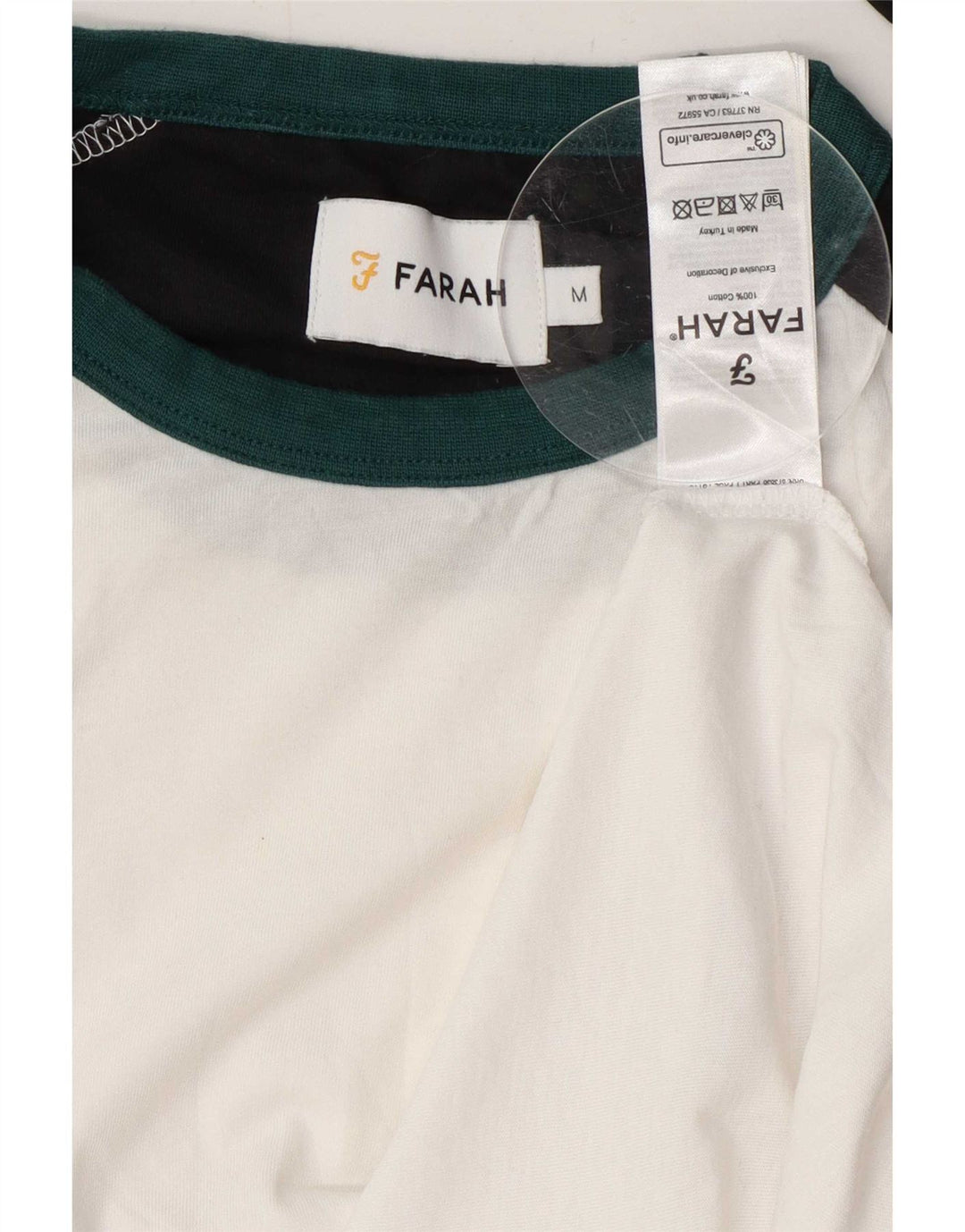 Farah Mens Top Long Sleeve Medium White Colourblock Cotton