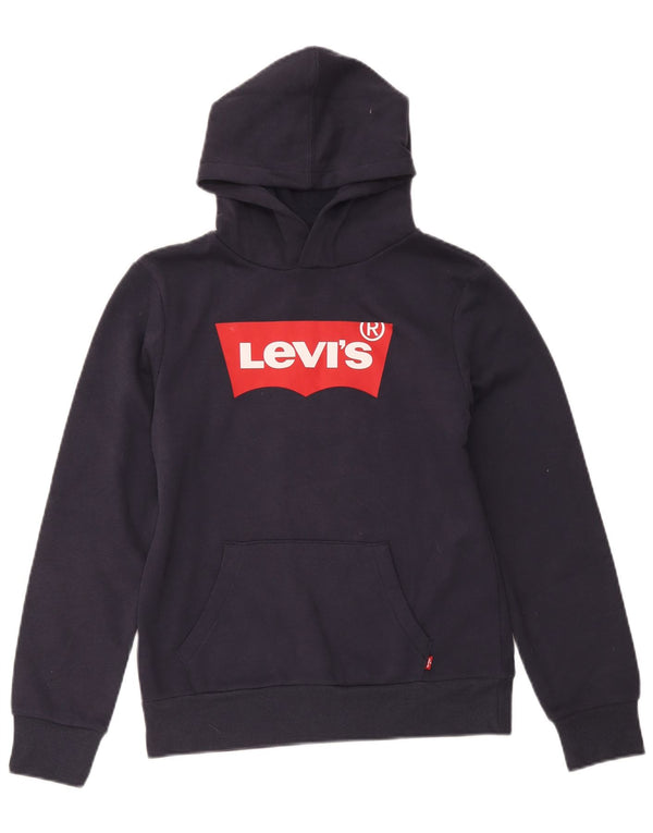 Maglione con cappuccio grafico da ragazzo Levi's 13-14 anni in cotone blu navy